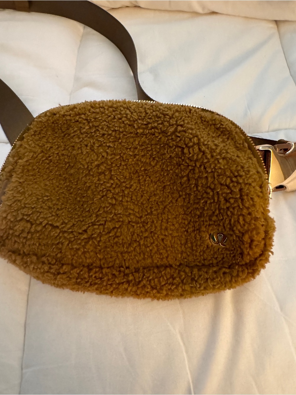 lululemon athletica Brown Shearling Crossbody Bag